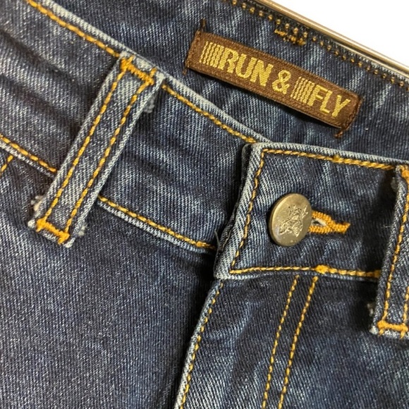 Run & Fly Made in England Flare Dark Wash Flare Jeans - Picture 6 of 14